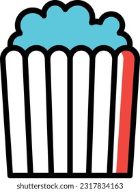 popcorn Vector illustration on a transparent background. Premium quality symmbols. Line Color vector icons for concept and graphic design.