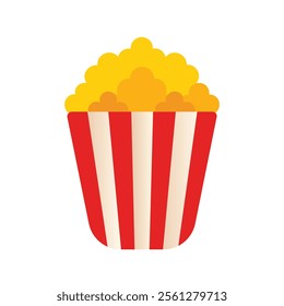 Popcorn Vector Illustration with Red and White Striped Container.