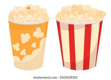 Popcorn vector image. Fast food and movie snack concept. Elements for your design. Food illustration