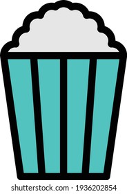 popcorn vector line colour icon