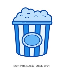 Popcorn vector line icon isolated on white background. Popcorn line icon for infographic, website or app. Blue icon designed on a grid system.