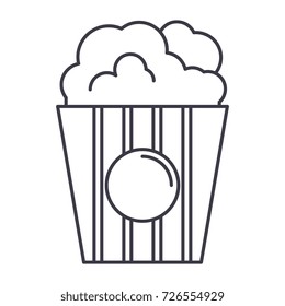popcorn vector line icon, sign, illustration on background, editable strokes