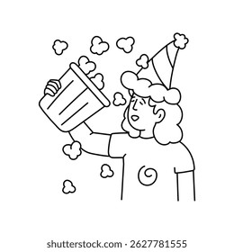 Popcorn vector outline illustrations. EPS 10 file