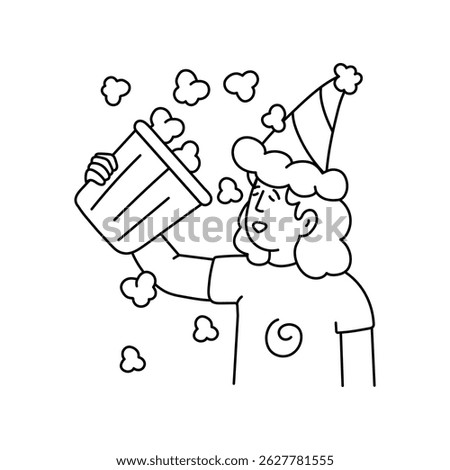 Popcorn vector outline illustrations. EPS 10 file