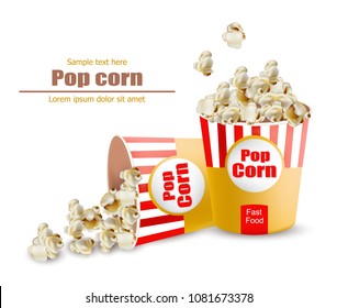 Popcorn Vector realistic. 3d detailed illustrations