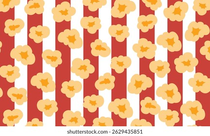 Padrão sem emenda do vetor pipoca. Popcorn ilustração vetor padrão sem costura. Fundo de milho doce frito.