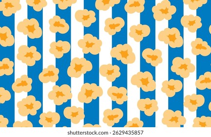 Padrão sem emenda do vetor pipoca. Popcorn ilustração vetor padrão sem costura. Fundo de milho doce frito.