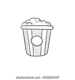 Icono de esbozo de vector de palomitas aislado en el fondo. Icono de palomitas dibujado a mano. Icono de esbozo de palomitas para infografía, sitio web o aplicación.