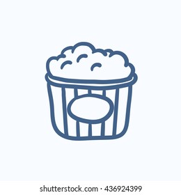 Icono de esbozo de vector de palomitas aislado en el fondo. Icono de palomitas dibujado a mano. Icono de esbozo de palomitas para infografía, sitio web o aplicación.