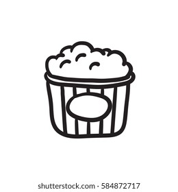 Popcorn vector sketch icon isolated on background. Hand drawn Popcorn icon. Popcorn sketch icon for infographic, website or app.