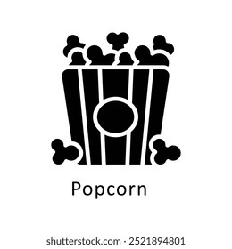 Popcorn vector Solid  icon style illustration. Symbol on White background EPS 10 File
