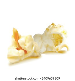 Popcorn vector. Tasty popcorn. Elements for label design. Vector illustration. Popcorn in mesh technique. 