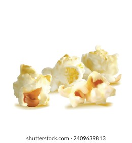 Popcorn vector. Tasty popcorn. Elements for label design. Vector illustration. Popcorn in mesh technique. 