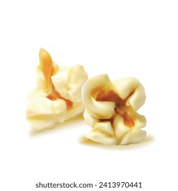 Vector de palomitas. Popcorn delicioso. Elementos para el diseño de etiquetas. Ilustración vectorial. Popcorn en la técnica de malla. 