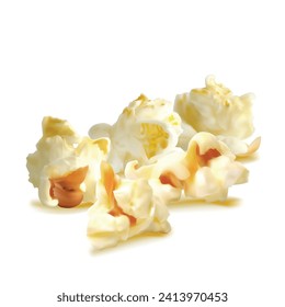 Popcorn vector. Tasty popcorn. Elements for label design. Vector illustration. Popcorn in mesh technique. 