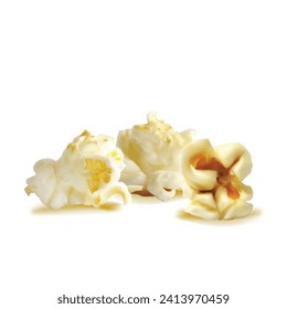 Popcorn vector. Tasty popcorn. Elements for label design. Vector illustration. Popcorn in mesh technique. 