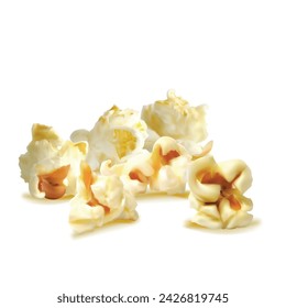 Popcorn vector. Tasty popcorn. Elements for label design. Vector illustration. Popcorn in mesh technique. 
