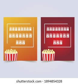 Popcorn vintage print layout. Popcorn vintage rusty metal sign on a colorful background. packaging, poster, banner, flyer card.