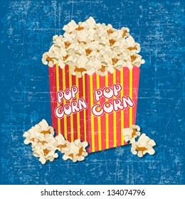 popcorn in vintage style poster vector