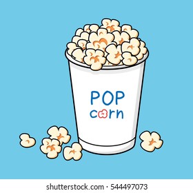 Popcorn in a white bucket box.