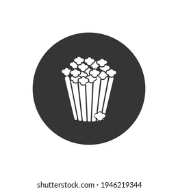 Icono blanco de palomitas en estilo plano. Vector