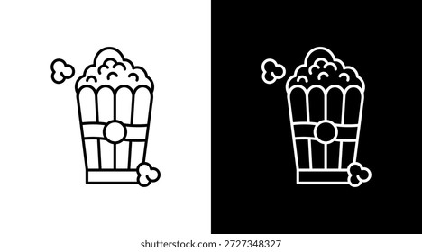 Popcorn White Icon Set Vector