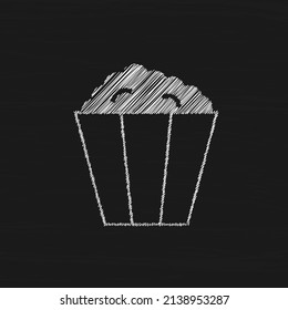 Popcorn white sketch white vector icon. Pop corn, bucket, box. Cinema concept