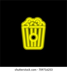 Popcorn yellow glowing neon ui ux icon. Glowing sign logo vector