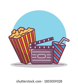 popcorn,cinema with a drink vector illustration