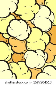 Popcorn.Yellow Popcorn Background Vector illustration.