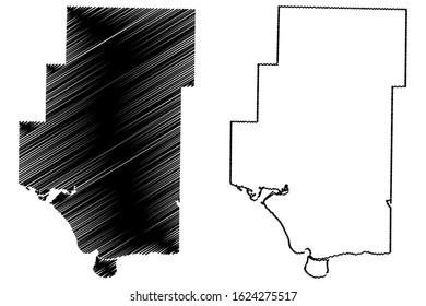 Pope County, Arkansas (U.S. county, United States of America,USA, U.S., US) map vector illustration, scribble sketch Pope map