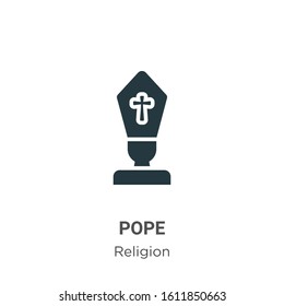 Pope glyph icon vector on white background. Flat vector pope icon symbol sign from modern religion collection for mobile concept and web apps design.