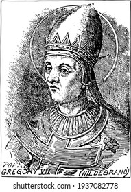 Pope Gregory VII vintage illustration. 