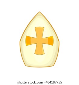 Pope hat icon in cartoon style isolated on white background vector illustration