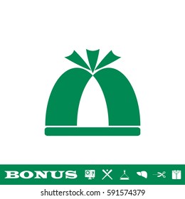 Pope hat icon flat. Green pictogram on white background. Vector illustration symbol and bonus button