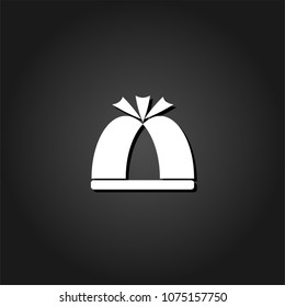 Pope hat icon flat. Simple White pictogram on black background with shadow. Vector illustration symbol