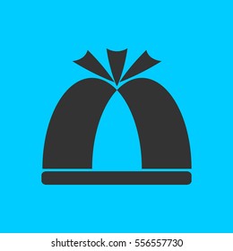 Pope hat icon flat. Simple vector black pictogram on blue background
