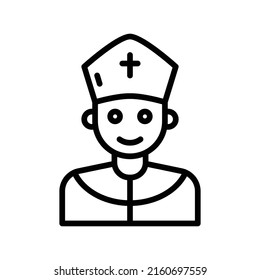 Pope Icon. Line Art Style Design Isolated On White Background