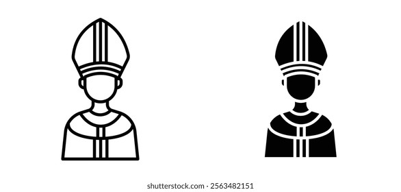 Pope icons in outline and fill. vector illustration for ui.