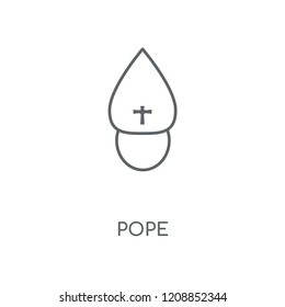 Pope linear icon. Pope concept stroke symbol design. Thin graphic elements vector illustration, outline pattern on a white background, eps 10.