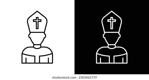 Pope thin line vector icon set.