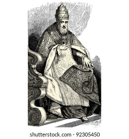 Pope - vintage engraved illustration - "Costumes anciens et modernes " by Cesare Veccello ed.Firmin-Didot  in 1859 - Paris