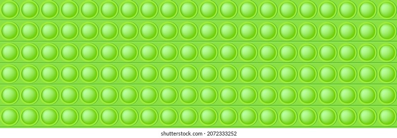Ein optisches, nahtloses, grünes Muster als modisches Silikonfidget-Spielzeug. Addictive Anti-Stress Spielzeug in heller Farbe. Blase Popits für Kinder Finger. Vektorgrafik im Rechteckformat für Bundner