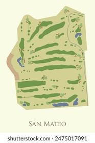 Poplar Creek Golf Course, San Mateo, California, USA map poster art