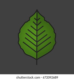 Poplar leaf color icon. Isolated vector illustration
