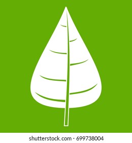 Poplar leaf icon white isolated on green background. Vector illustration