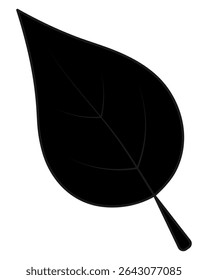 Folha de choupo. Parte arredondada da árvore com veias. Silhueta. Ilustração vetorial. Fundo branco isolado. Estilo de desenho animado. Ideia para web design.