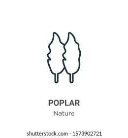 Poplar outline vector icon. Thin line black poplar icon, flat vector simple element illustration from editable nature concept isolated on white background