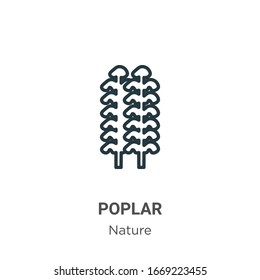 Icono vectorial de contorno de chapa. Icono de álamo negro en línea delgada, ilustración de elemento simple vector plano del concepto de naturaleza editable trazo aislado en fondo blanco