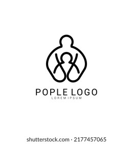 pople logo  line art minimalist symbol icon logo vector illustration design premium vector